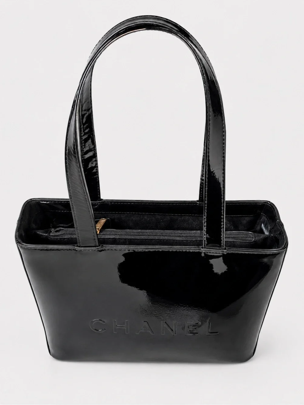 Chanel Patent Logo Tote